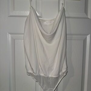 ASTR Women's White Draped Bodysuit